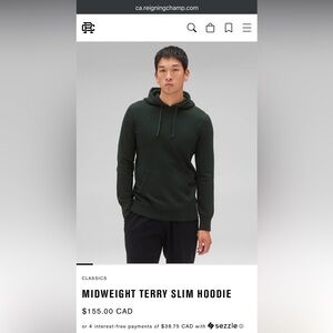 Reigning Champ MIDWEIGHT TERRY SLIM HOODIE size M